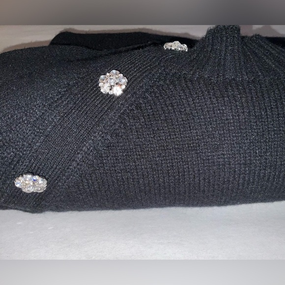 J Crew Sweater Dress - Black with jeweled embellishments - wool blend - nwt - XL - Picture 4 of 12